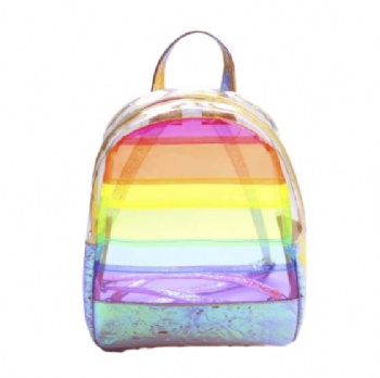 Groovy Mini Size Rainbow Holograhic PVC Backpack Girls&Kids Clear Daypack Rucksack