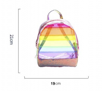 Groovy Mini Size Rainbow Holograhic PVC Backpack Girls&Kids Clear Daypack Rucksack