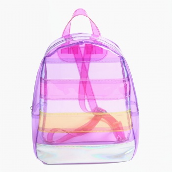 Groovy Mini Size Rainbow Holograhic PVC Backpack Girls&Kids Clear Daypack Rucksack