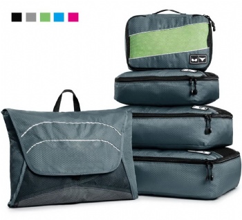 Customizable 5 pieces compression travel packing bag travel organizer packing cubes for suitcases packaging
