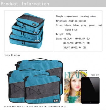 Customizable 5 pieces compression travel packing bag travel organizer packing cubes for suitcases packaging