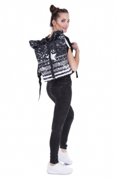 Chic series of printing rolltop rucksack backpack top roll up daypack street bags for girls and women