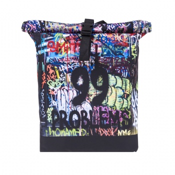 Women's casual life style rolltop back pack bag with customizable printing and patterns