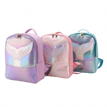 Groovy irridescent metallic sequined PU leather backpack women's rucksack