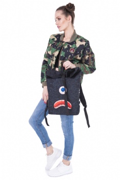 Stylish light weight polyester printing rolltop rucksack backpack top roll up daypack street bags