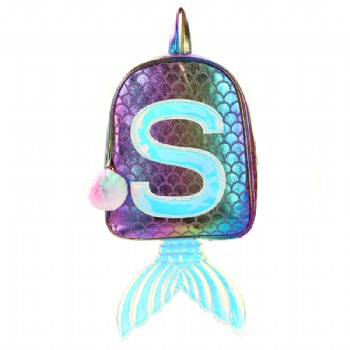 Female's PU leather mermaid backpack girls school daypack