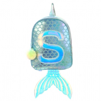Chic PU leather mermaid backpack girls school daypack