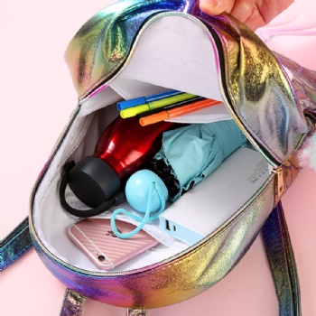 Chic PU leather mermaid backpack girls school daypack