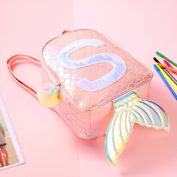 Chic PU leather mermaid backpack girls school daypack