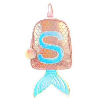 Stunning leatherette mermaid backpack girls school daypack