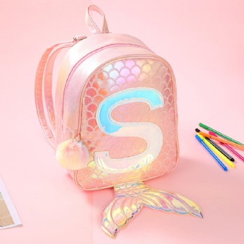 Stunning leatherette mermaid backpack girls school daypack