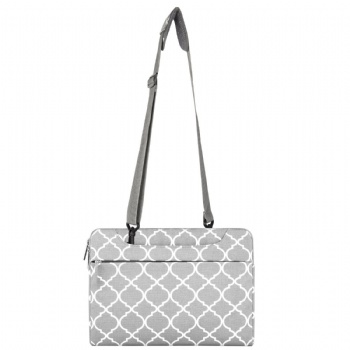 Canvas white Quatrefoil Moroccan Trellis style patterns fabric macbook sleeve case computer cover bag