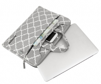 Canvas white Quatrefoil Moroccan Trellis style patterns fabric macbook sleeve case computer cover bag