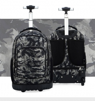 OEM Customisable heat transfer printing wheeled school backpack carry-on rolling bags