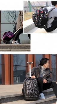 OEM Customisable heat transfer printing wheeled school backpack carry-on rolling bags