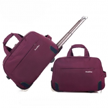 Fashionable girls red travel trolley bag carry-on fabric duffel bag with wheels