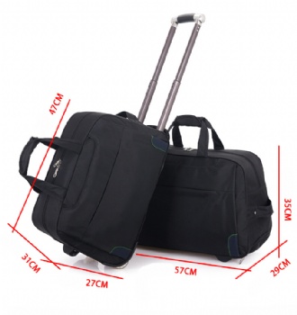 Fashionable girls red travel trolley bag carry-on fabric duffel bag with wheels