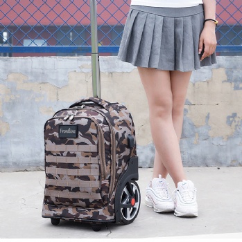 Fashion trolley camouflage backpack on BIG wheels