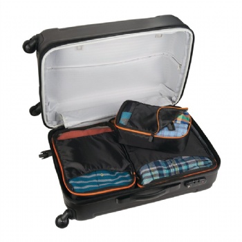Compact three-piece set of polyester packing cubes