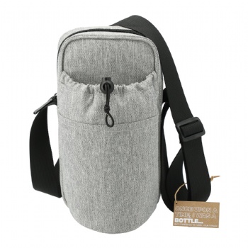 RPET made adjustable bottle sling cooler W/pouch for drinkware bottles